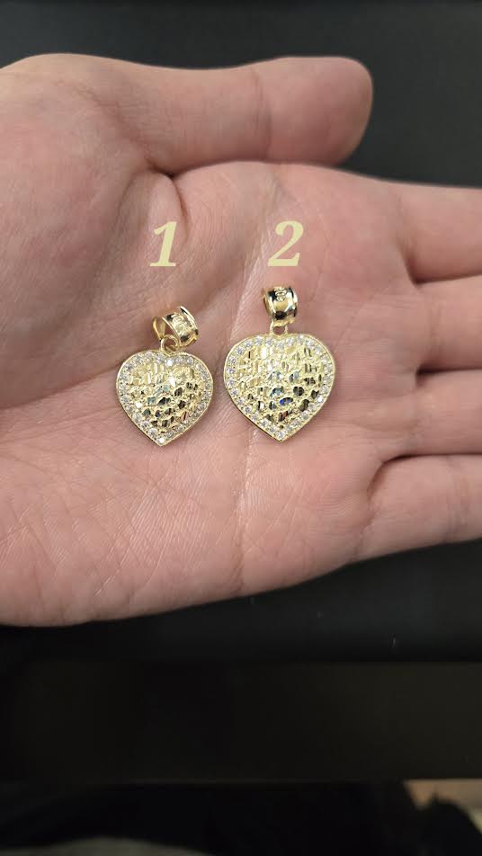 10K Nugget Cz Heart pendant
