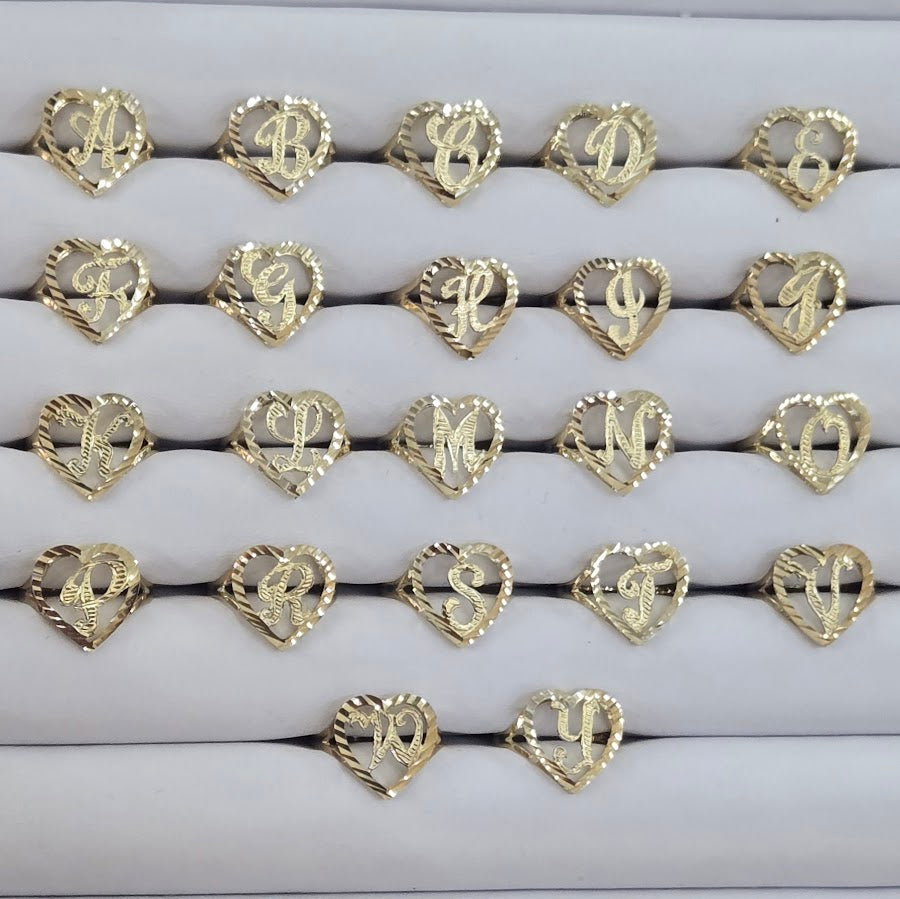 10k Real Gold Heart "S" Initial Ring, 10k Gold Initial Alphabet Ring, Name Initial Ring, Letter Ring, Heart Love Initial Ring, Promise Ring