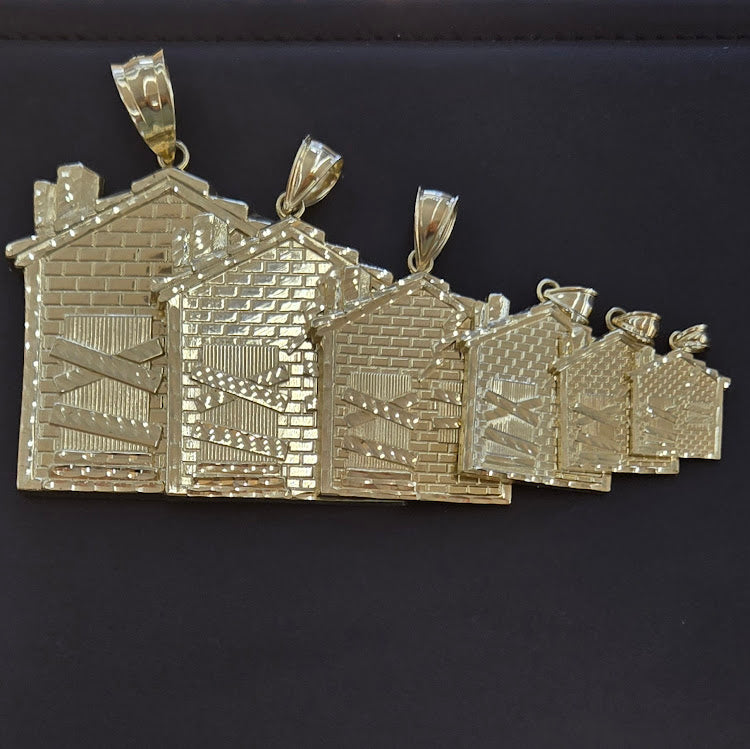 10k Gold Trap House Pendant, Trap house charm, Gold Trap house