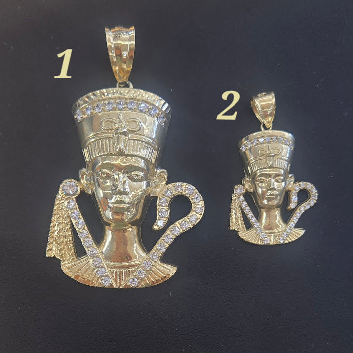 10k Gold Nefertiti Pendant, Nefertiti Charm, Gold Egyptian Queen Pendant, Large Nefertiti Necklace Pendant,