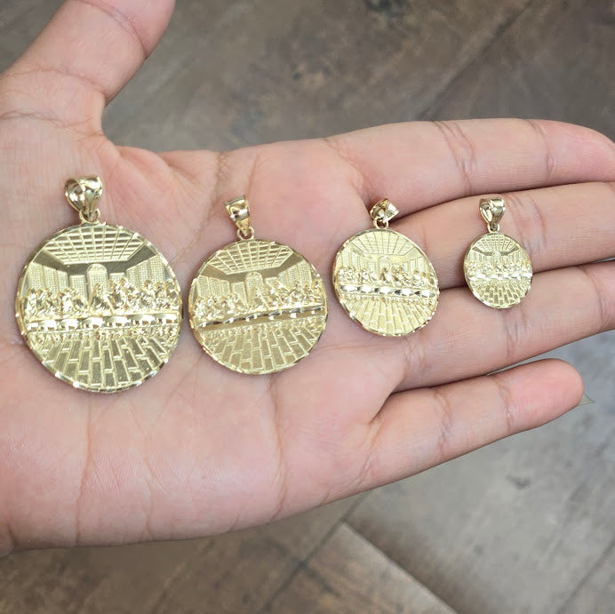 14k Gold Last Supper Round Pendant, Ultima Cena Dije de 14k, Last Supper Charm, Last Supper Pendant, Last Supper Charm, Christian Pendant, Catholic Charm, Religious Charm, Men's Favorite Pendant