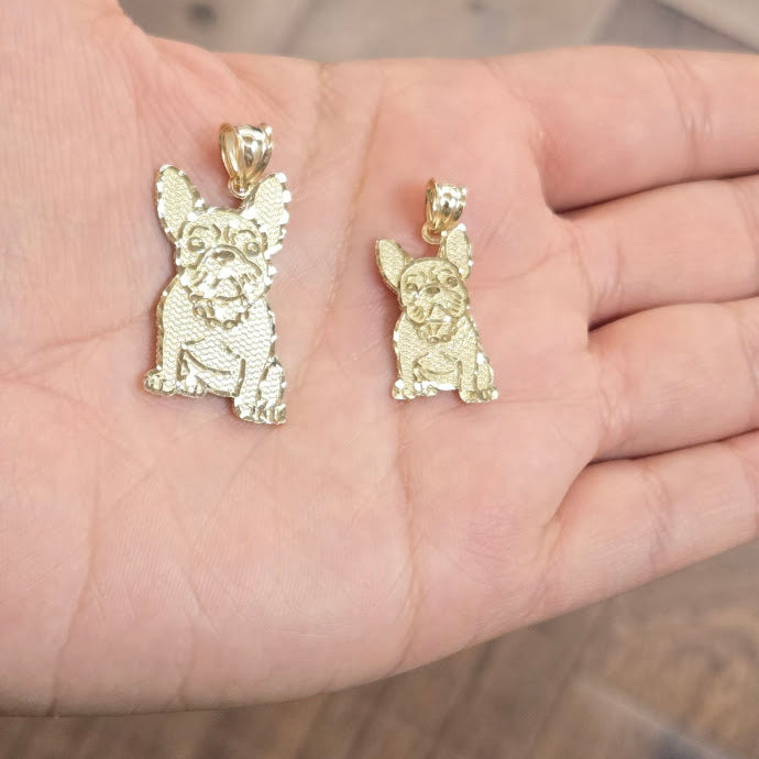 10k Gold Dog Pendant, Gold Puppy Pendant, Gold Frenchie Charm