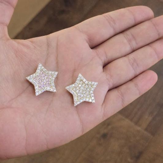 10k Gold Presidential link Pendant, Small Star Gold Charm, CZ Stone