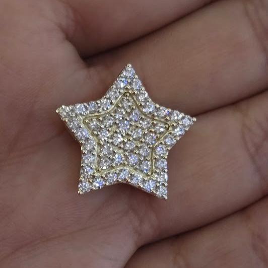 10k Gold Presidential link Pendant, Small Star Gold Charm, CZ Stone