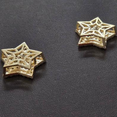 10k Gold Presidential link Pendant, Small Star Gold Charm, CZ Stone