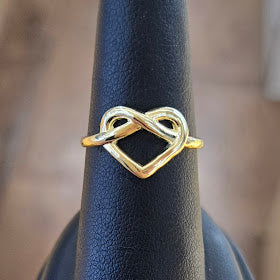 10k Yellow Gold Diamond Triple Heart Infinity Ring - 10 Diamond Women's Ring, Size 6