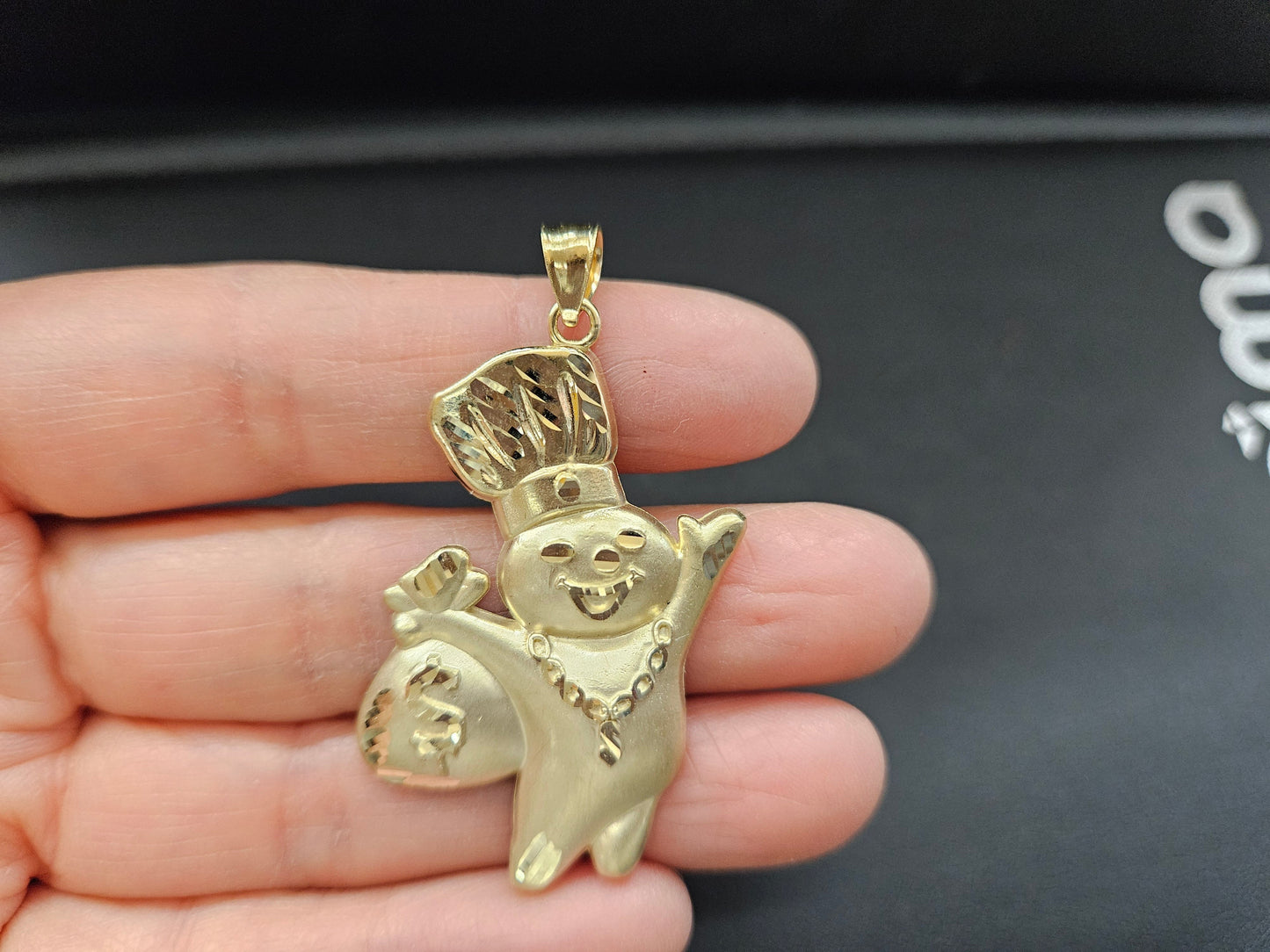10k Gold Doughboy Puffed Pendant, Doughman Gold Bread Pendant, Gold Money Charm, Baking Gold Charm
