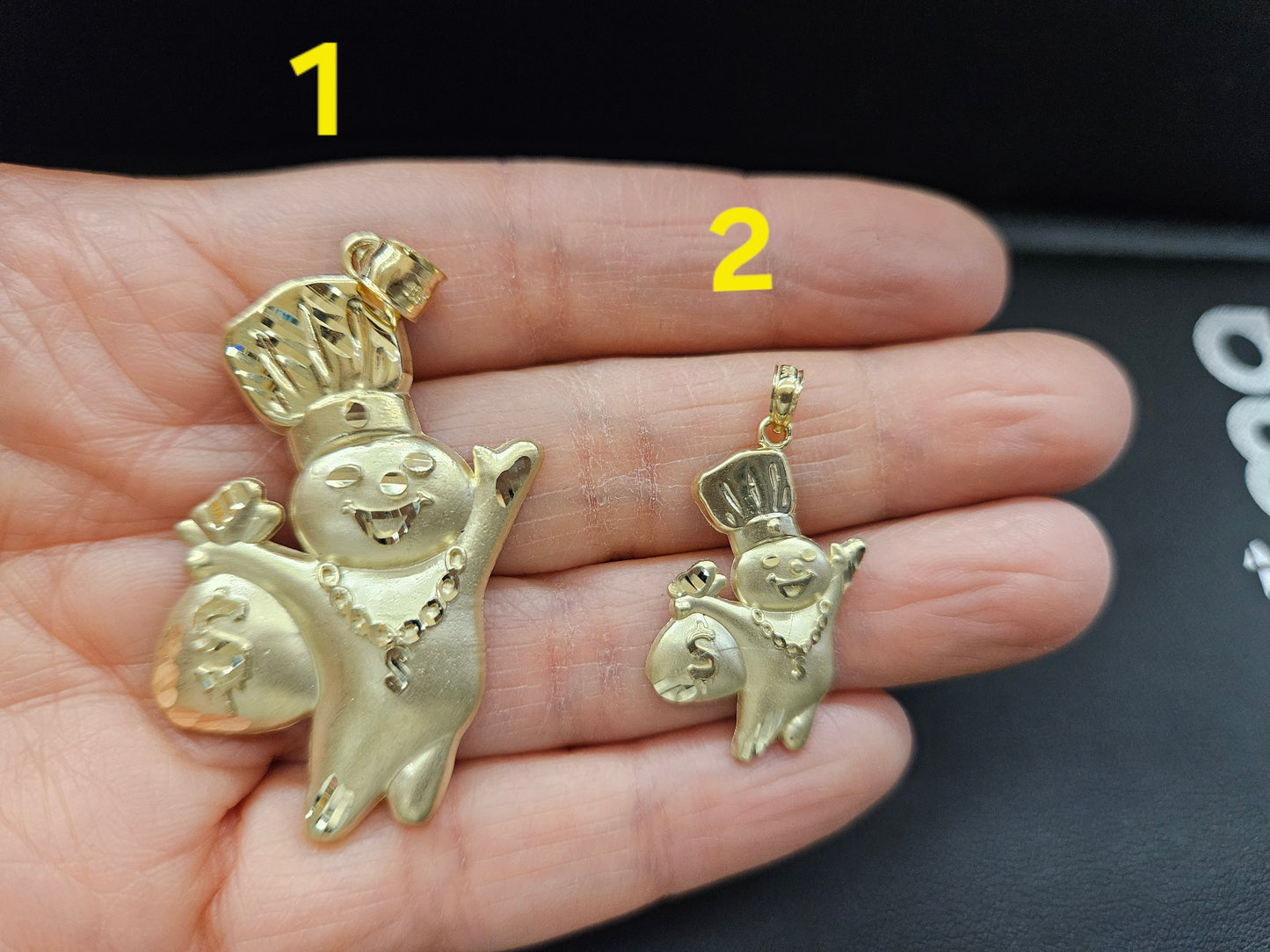 10k Gold Doughboy Puffed Pendant, Doughman Gold Bread Pendant, Gold Money Charm, Baking Gold Charm