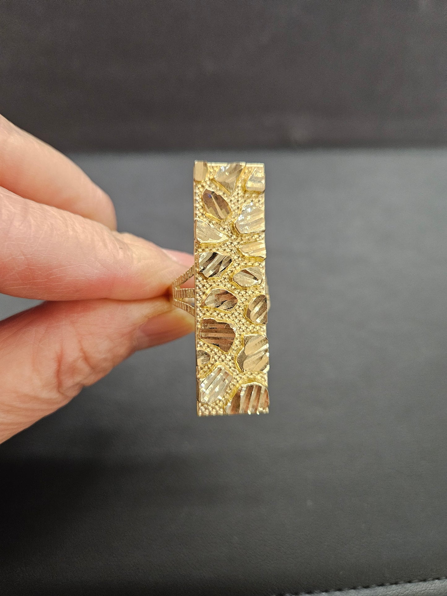 10k Gold Rectangle Nugget Ring, Gold Nugget Style Ring, Unique Nugget ring, Men's Gold Ring, Gifts for him, Birthday Gift Ring, Small Medium Nugget Ring