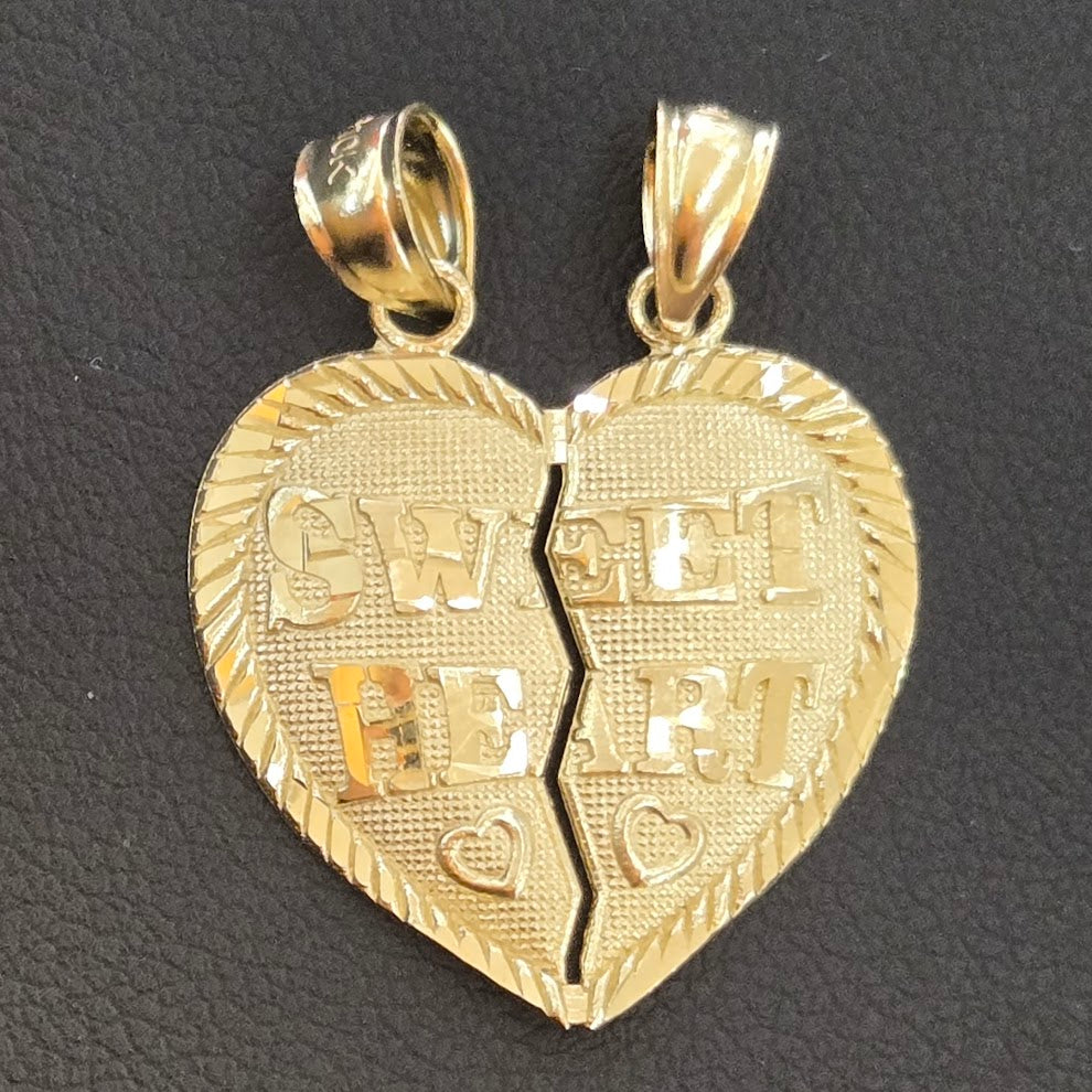 10k Gold Half Heart Sweetheart Charm, Matching Half Heart Pendant