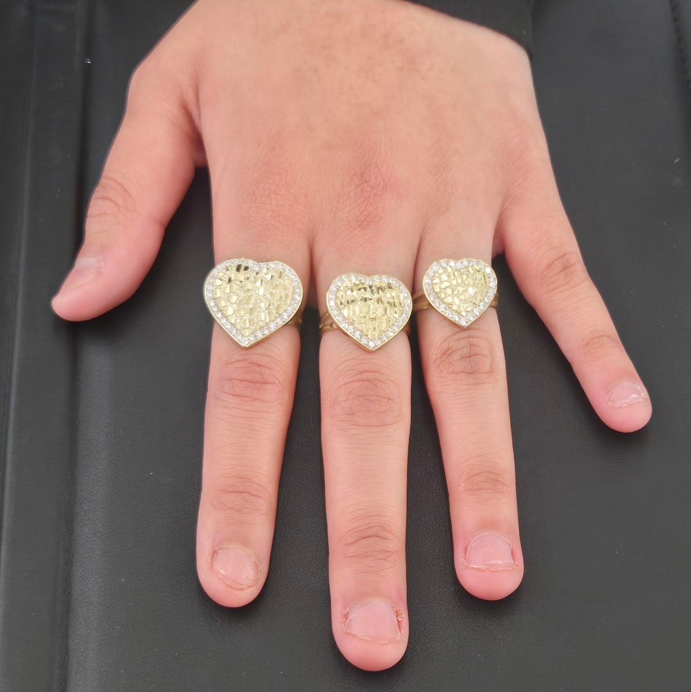 10k Gold Heart Nugget CZ Ring