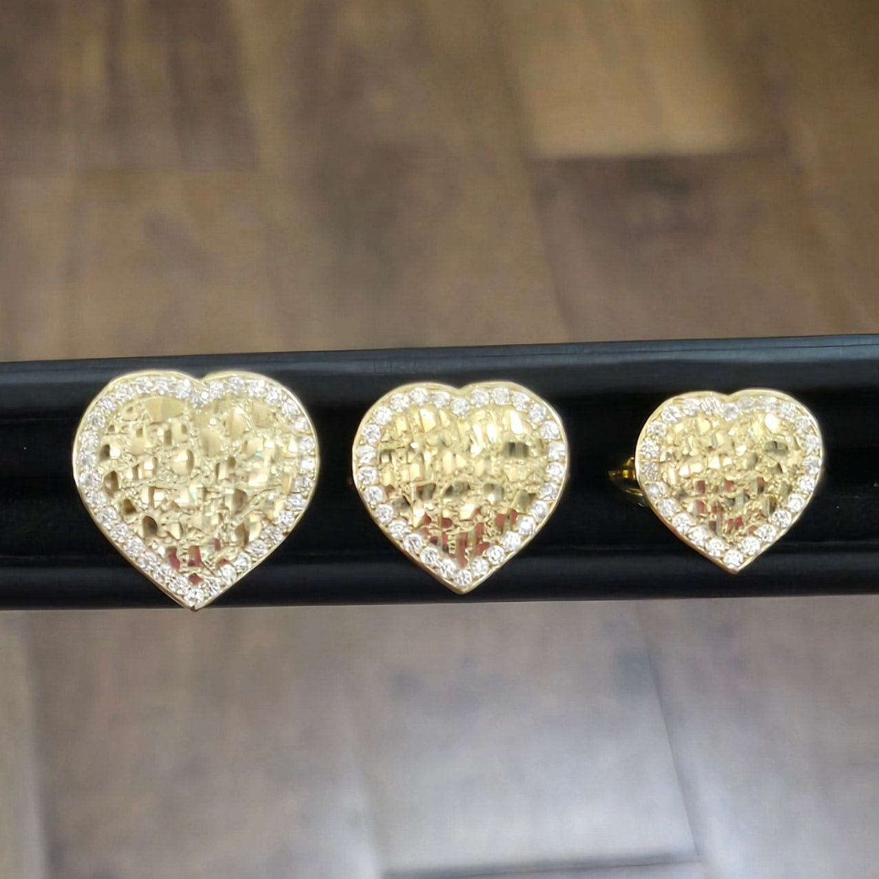 10k Gold Heart Nugget CZ Ring