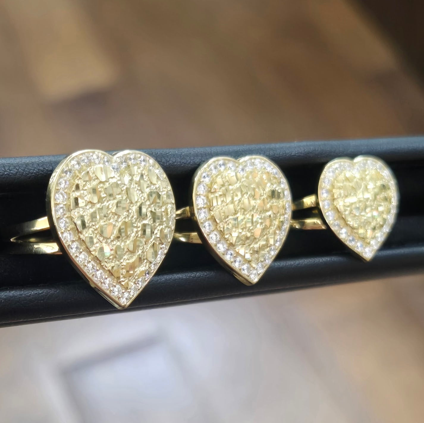 10k Gold Heart Nugget CZ Ring