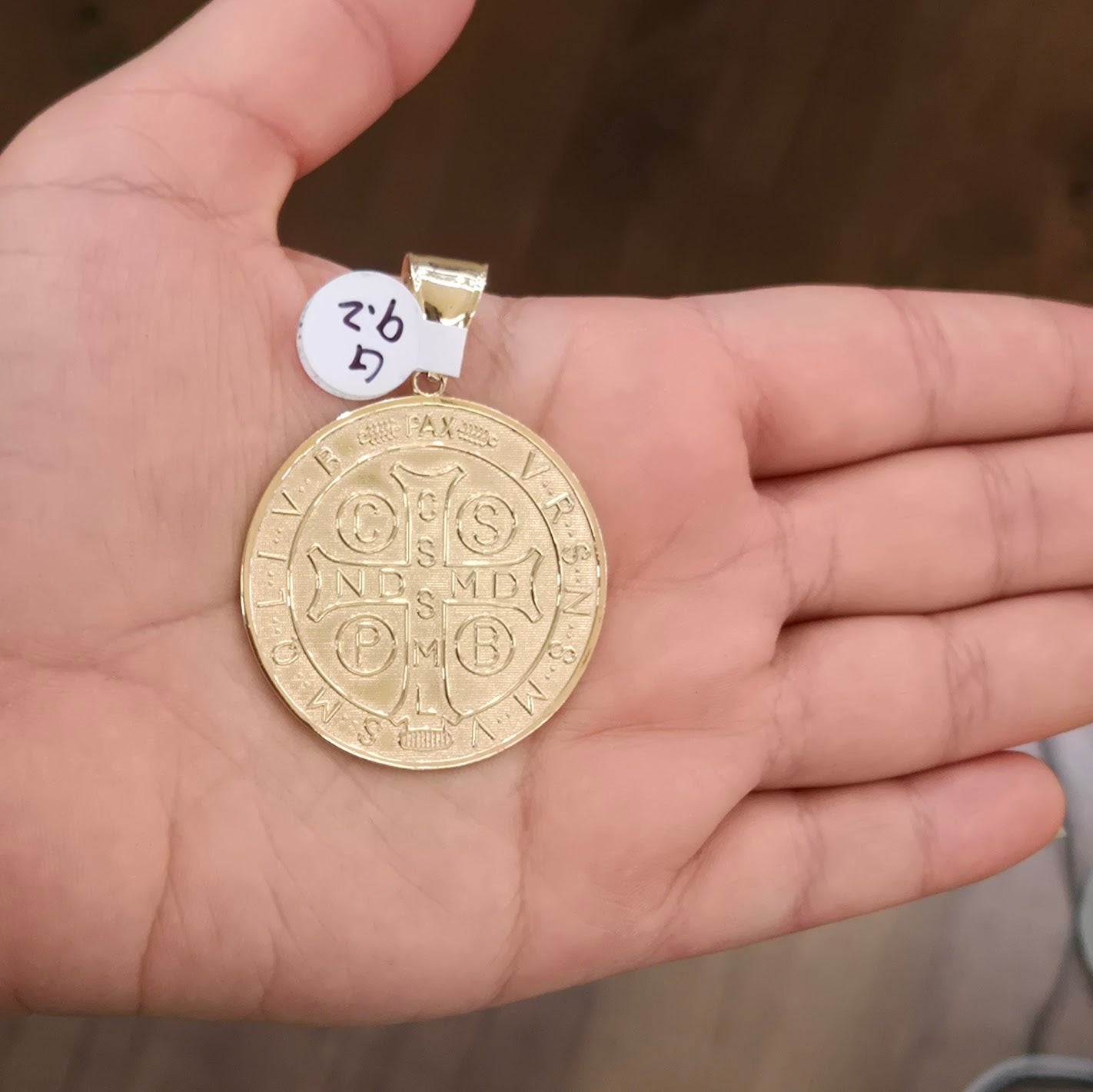 14k Yellow Gold Saint Benedict Pendant, San Benito Medalla, Gold Round San Benito Charm, Mini San Benito Charm, Genuine Gold Saint Benedict Two Sided Charm (Copy)