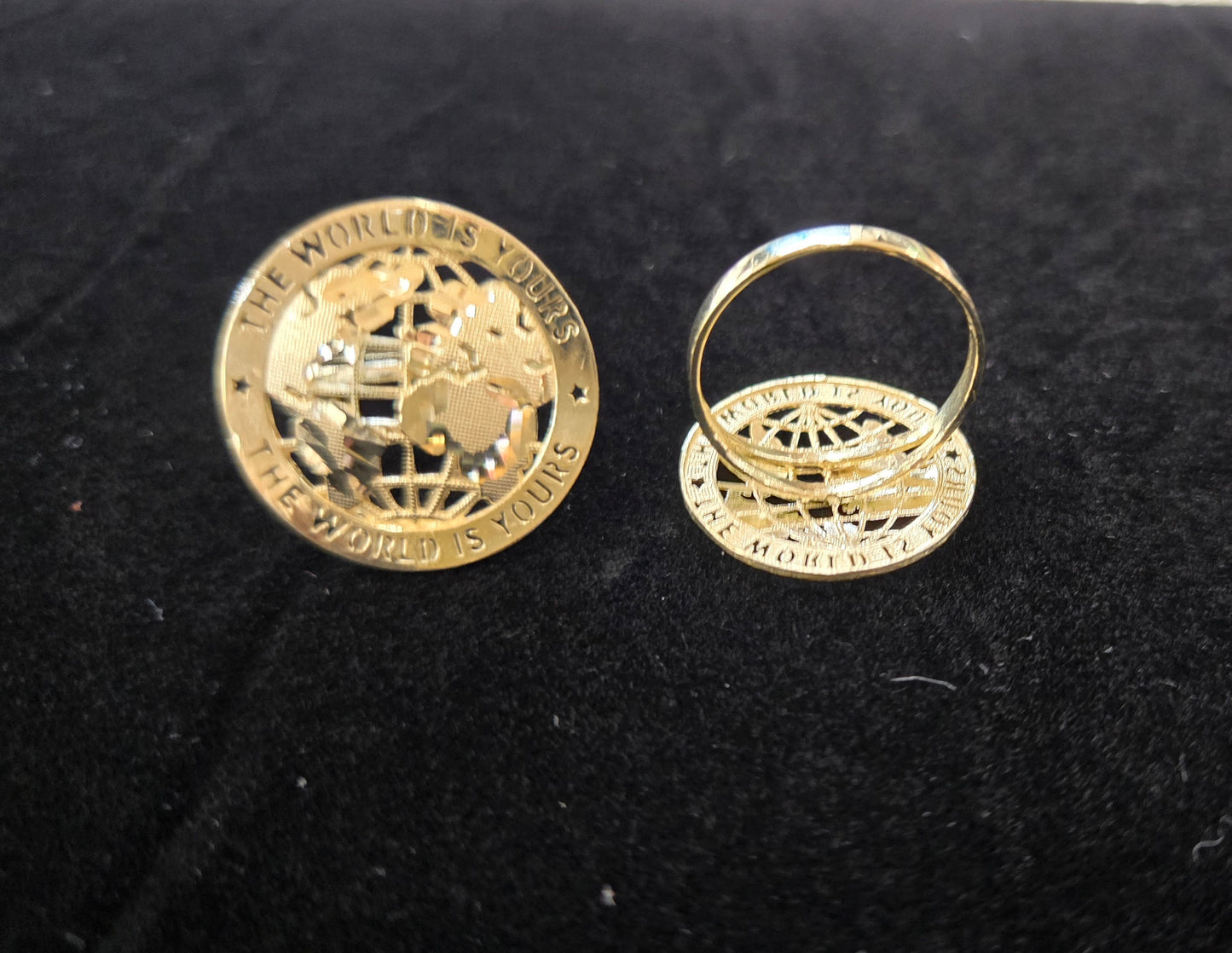 10k Gold Small World Is Yours Ring, World Ring, Globe Ring, 10k Men's Gold Ring, Men's Ring, Birthday Men's Ring (Copy)