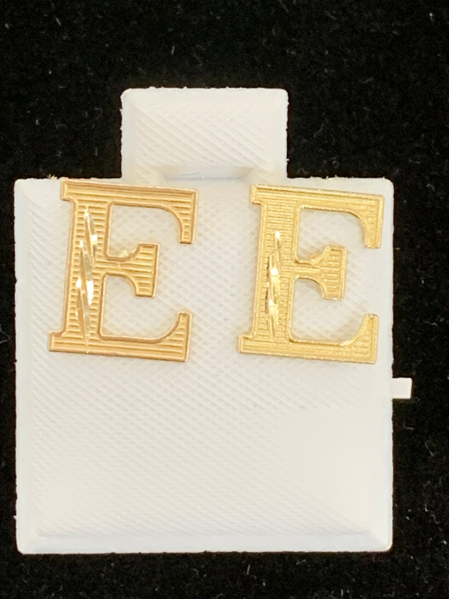 10k E initial earrings