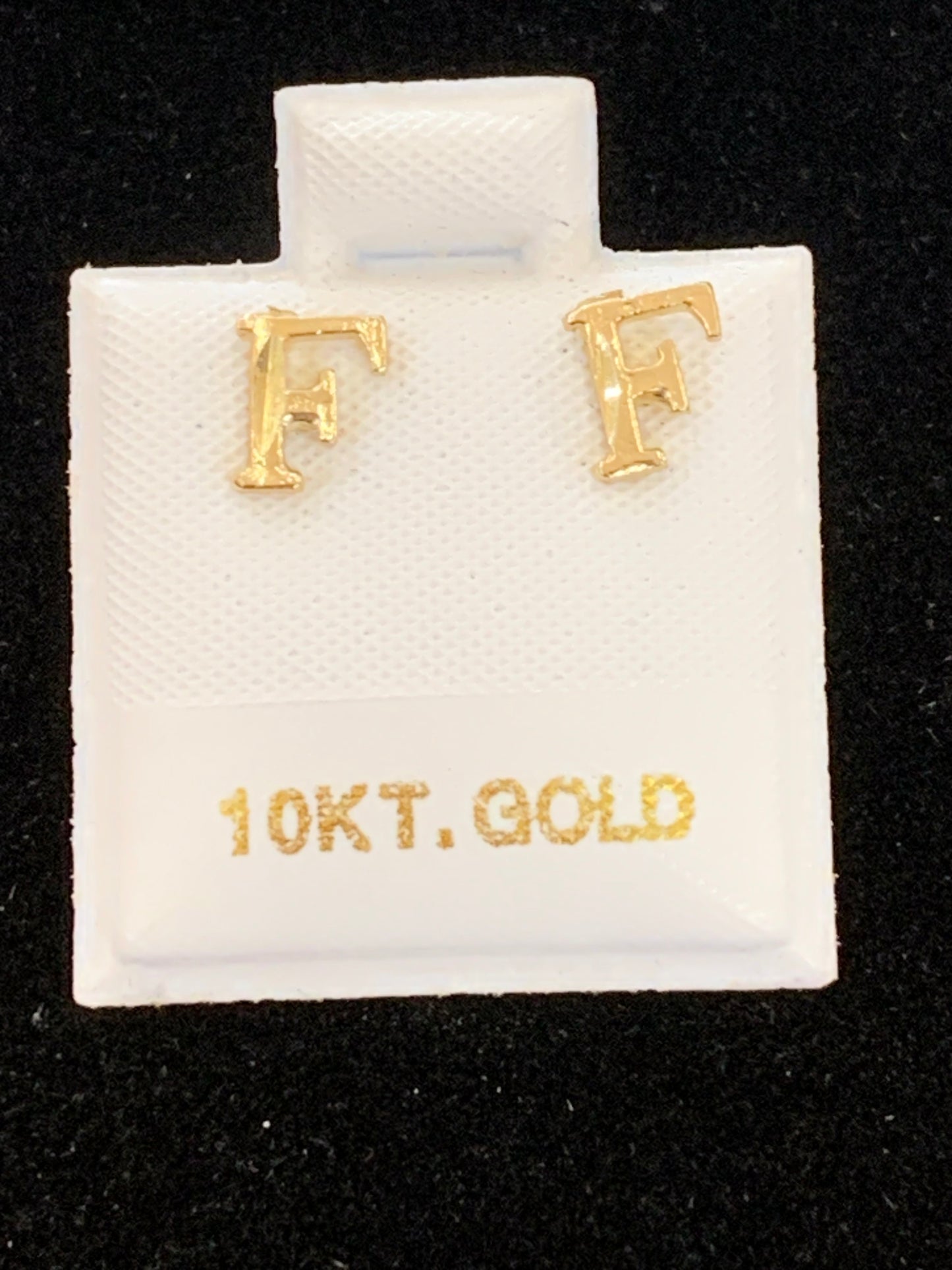10k F initial earrings