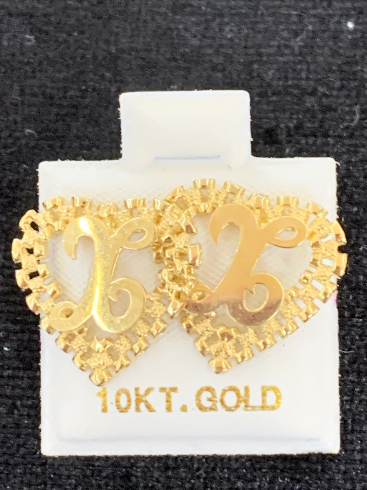 10k Yellow Gold Big Presidential link Heart X Initial Earrings,