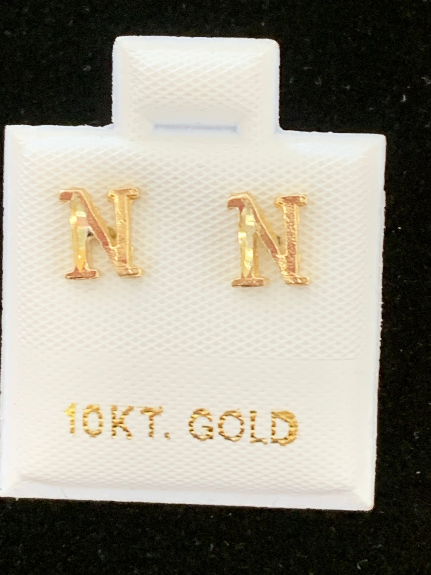 10k N initial earrings