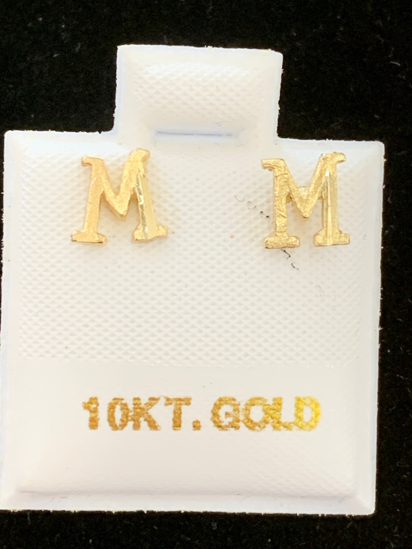 10k M initial earrings