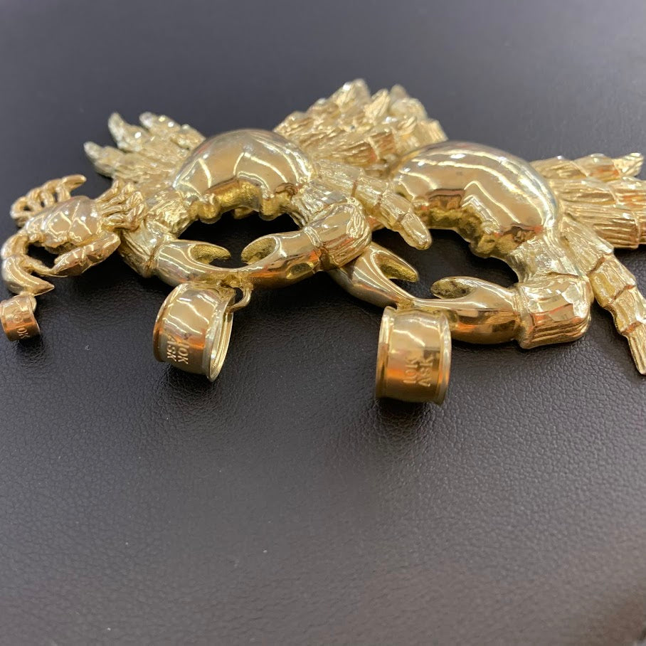 10k Gold Crab Pendant, BIg Crab Pendant for Chain, Small Gold Crab Charm, Zodiac Sign Cancer Pendant, Birthdate Sign