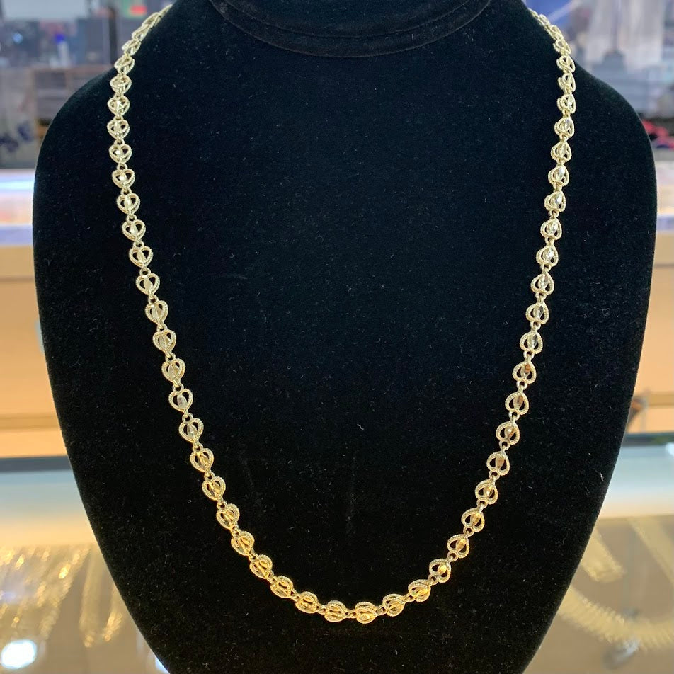 10k Gold Heart Turkish Chain, Women's Heart Gold Necklace, Heart