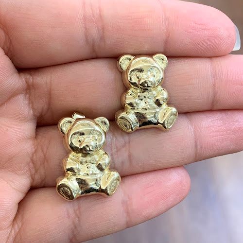 10k Gold Bear Earrings, Teddy Bear Earrings, Gold Pushback Earrings, Gold Jewelry Gifts