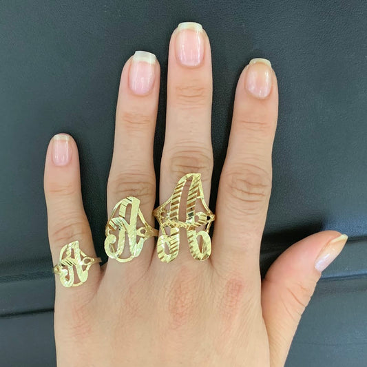 10k Gold Cursive "A" Initial Ring, Gold Letter Ring. Name Initial Ring, Women's Gold Ring, Small, Medium, Large Gold Cursive Initial Ring