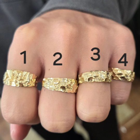 10k Gold Band Nugget Ring, Gold Nugget Style Ring, Men's Gold Ring