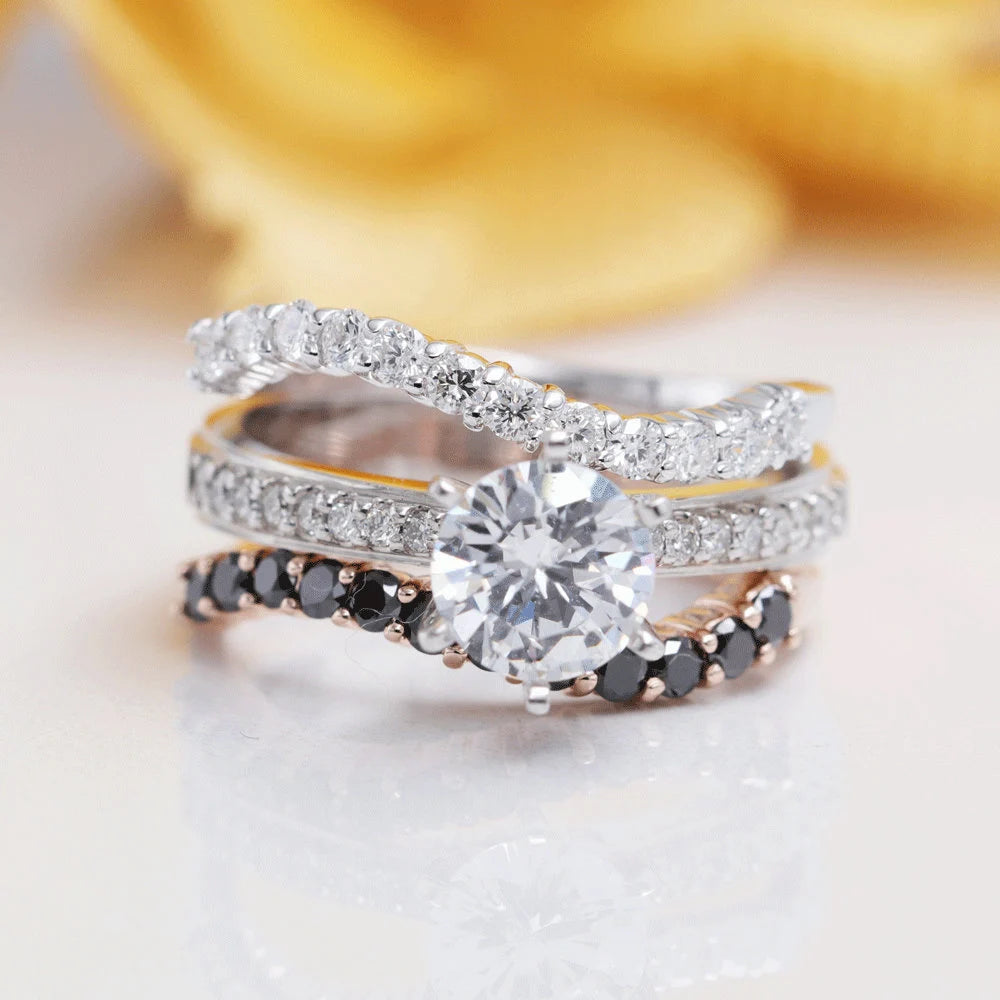 14K Solid Gold Black Diamond Wave Wedding Band/Diamond Wedding Ring/Matching Band for Engagement ring/Stacking Ring/Gold Wave Band/Gift ring