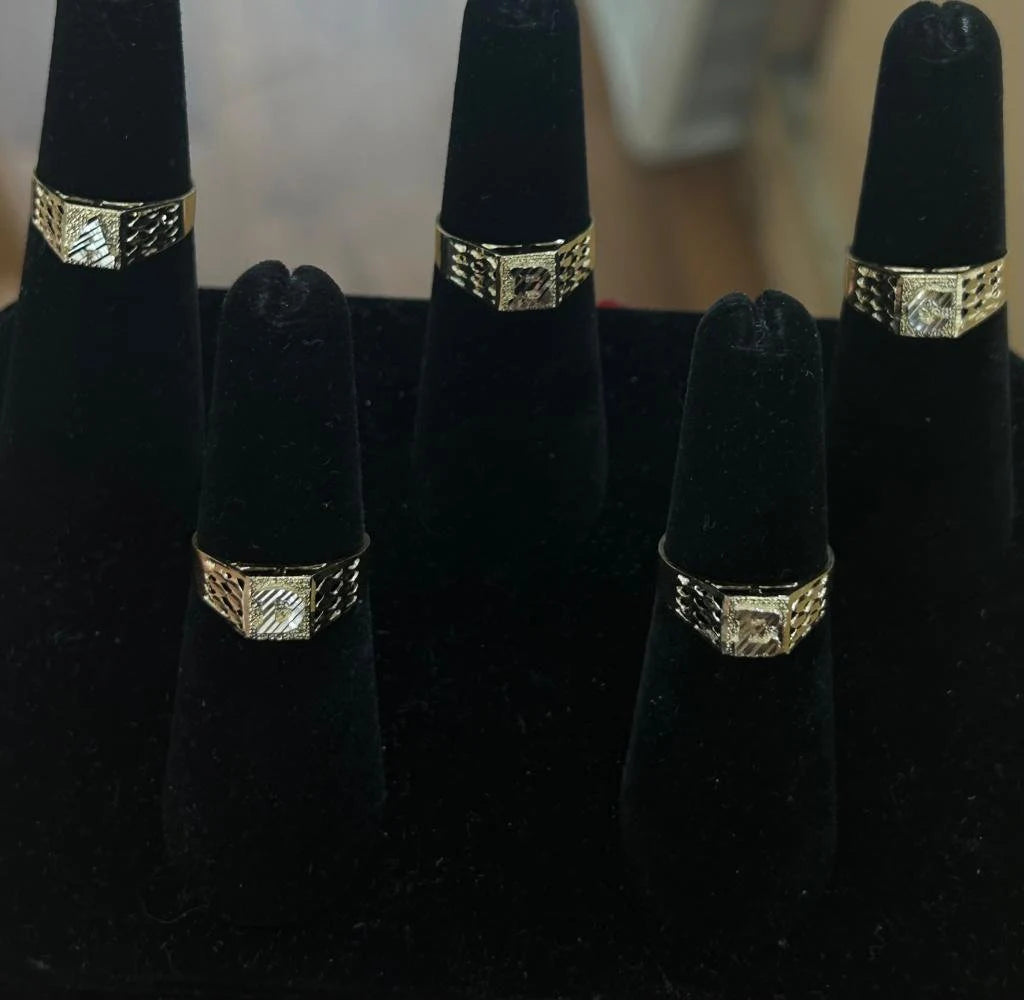 10k Gold Small Square Initial Ring "D"