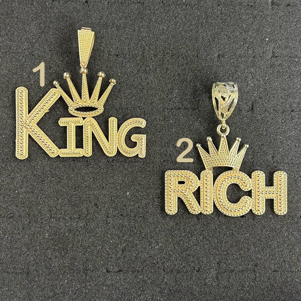 10k Gold King Pendant, 10k Gold Rich Pendant, Rich Crown Pendant, Big King Pendant, Gifts for Him, Birthday Gift, King Crown Pendant