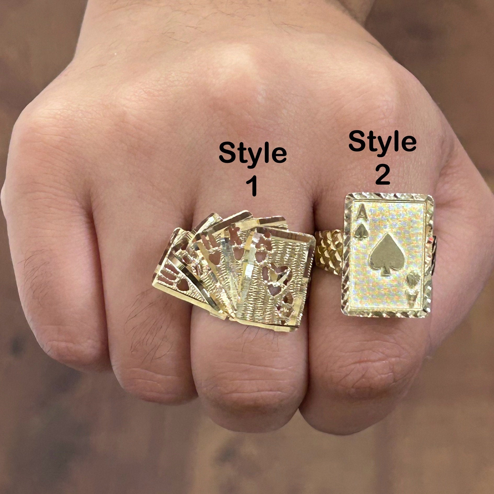 10k Gold Playing Cards Ring, Gold Men's Ring, Ace Ring, Birthday