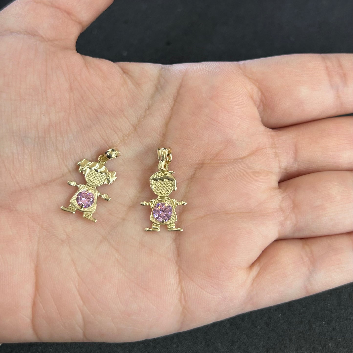 10k Gold Baby Pendants, Birthstone Pendant, Babyboy Charm, BabyGirl Charm, Mom Gift Pendant, Gender Reveal Gift, Child Birthstone Necklace