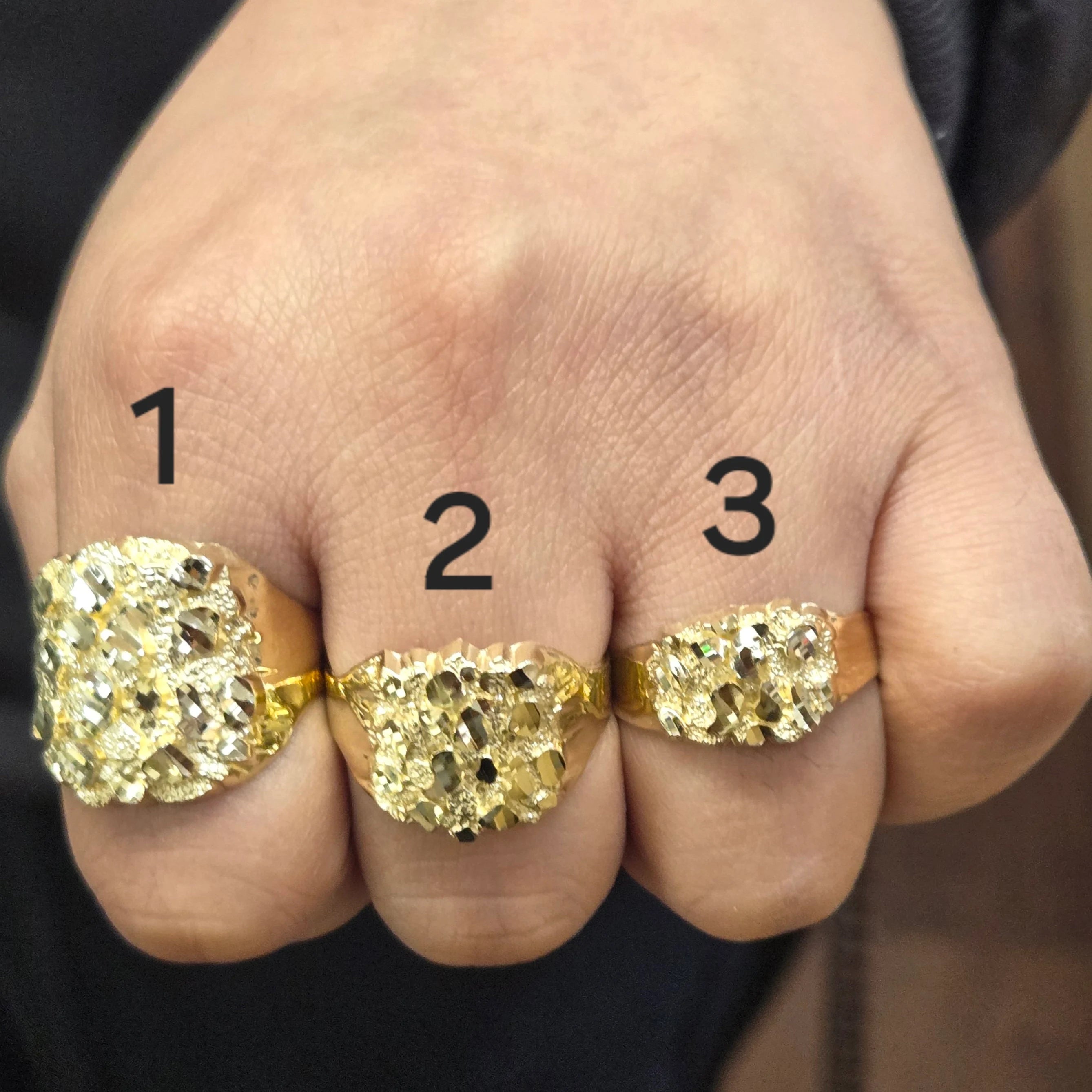 Mens gold nugget ring with diamonds on sale