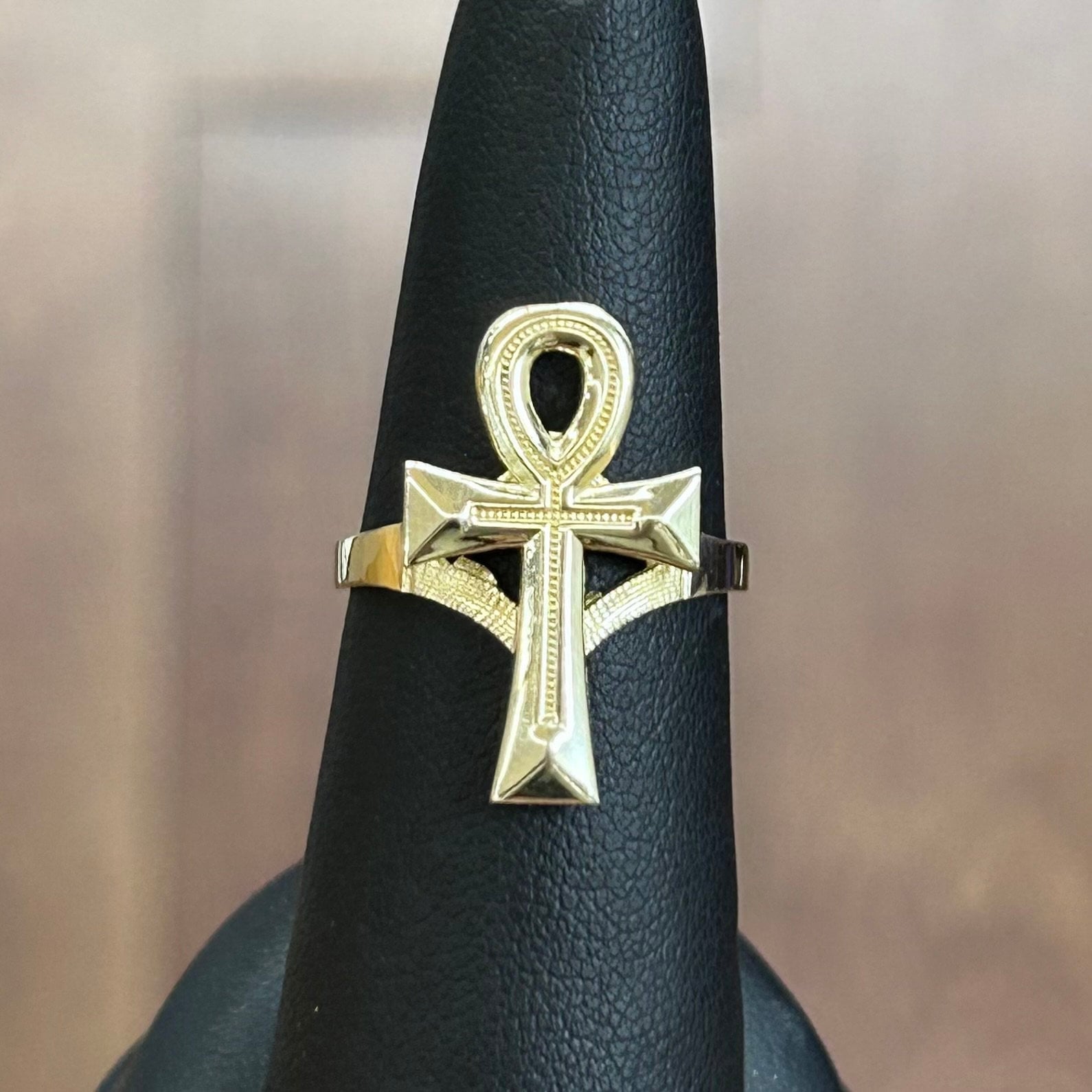 10K Gold Ankh Ring Gold Ankh Cross Ring Key of Life Egyptian Symbol of Life Birthday Gift Ring 9 1 4