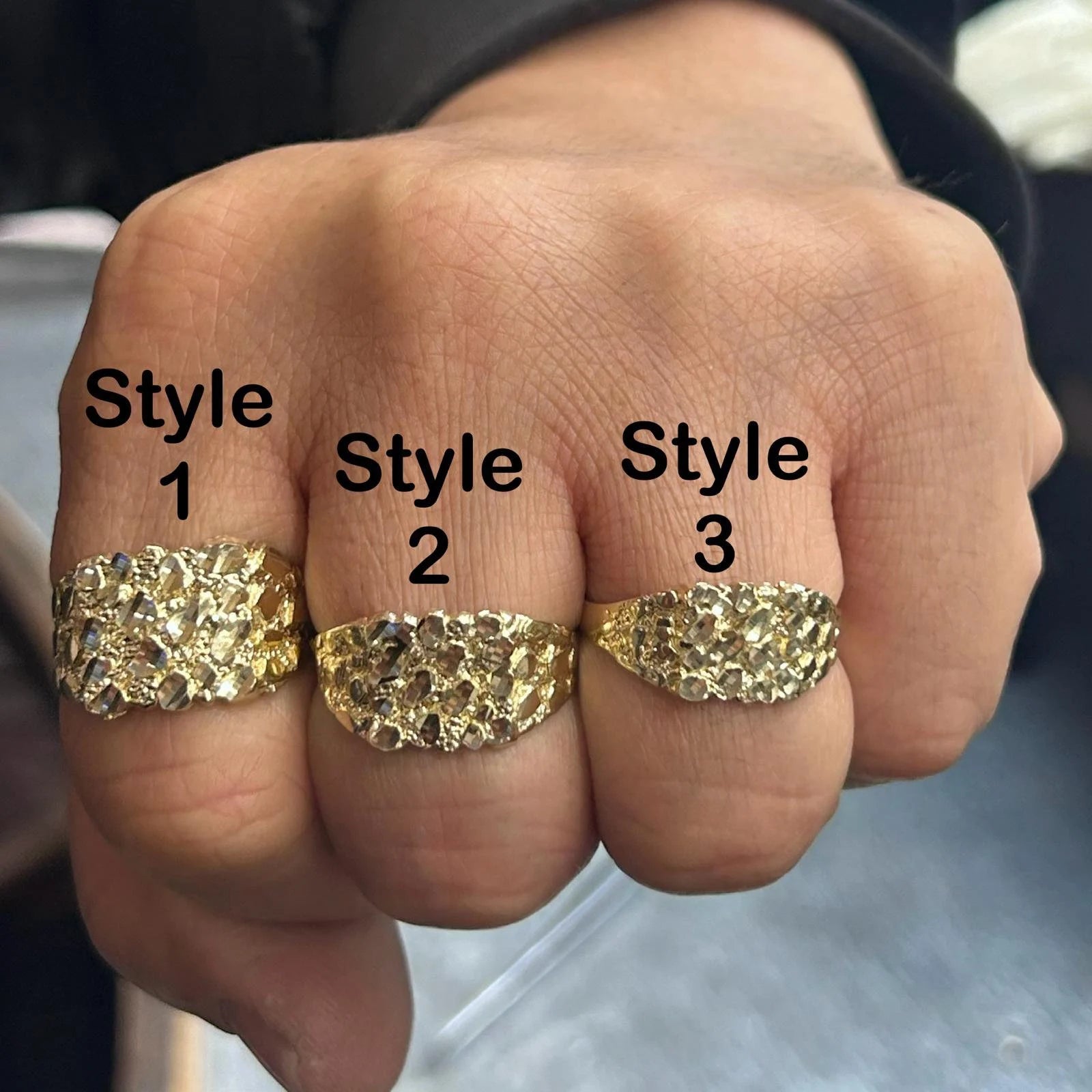 10k Gold Square Nugget Ring Gold Nugget Style Ring Men s Gold Ring WATERMAN JOHN JEWELRY