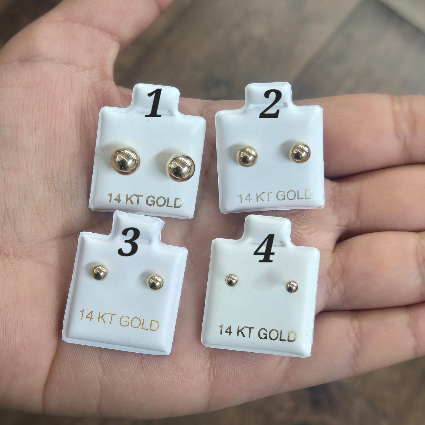 14k Yellow Gold Ball Earrings, Gold Round Earring, Round Ball Stud Earring, Screw on back, Baby Earrings, Big & Small Gold Ball Earrings