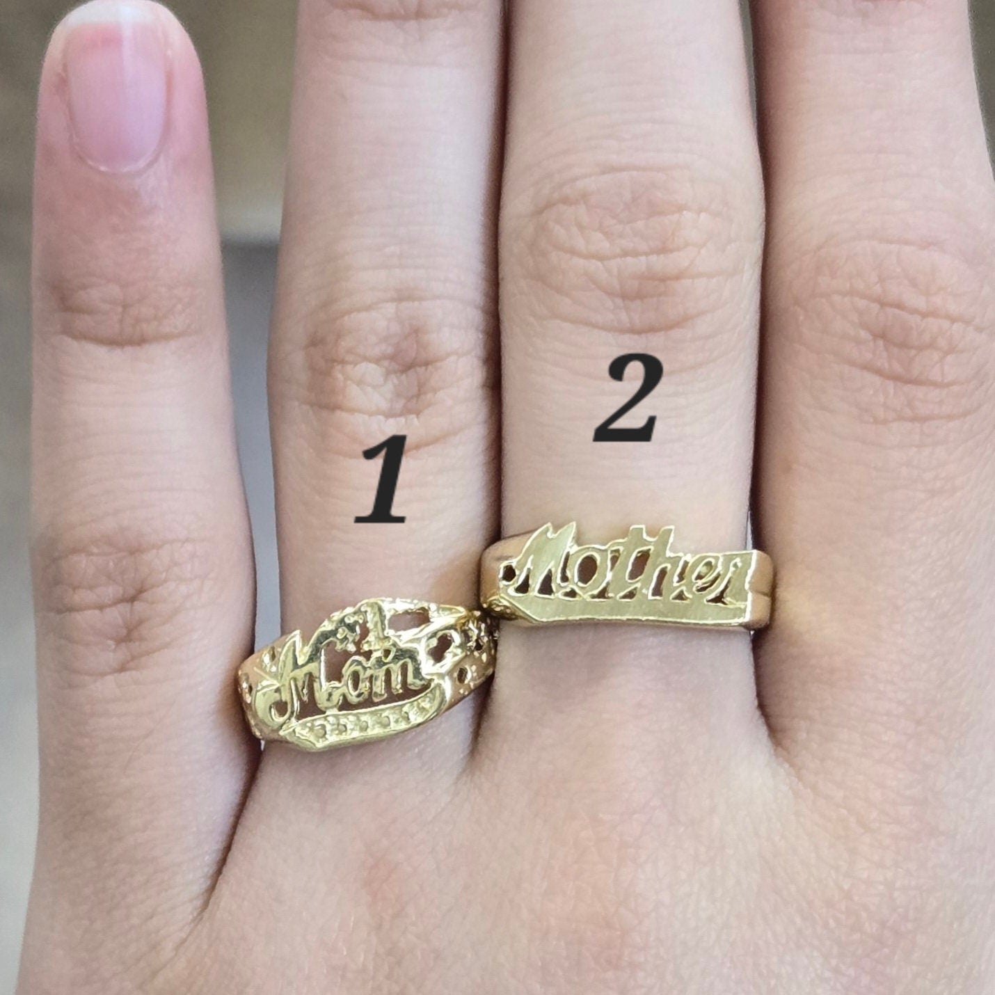10k Gold Mother Ring, #1 Mom Gold Ring, Best Mom Gold Ring