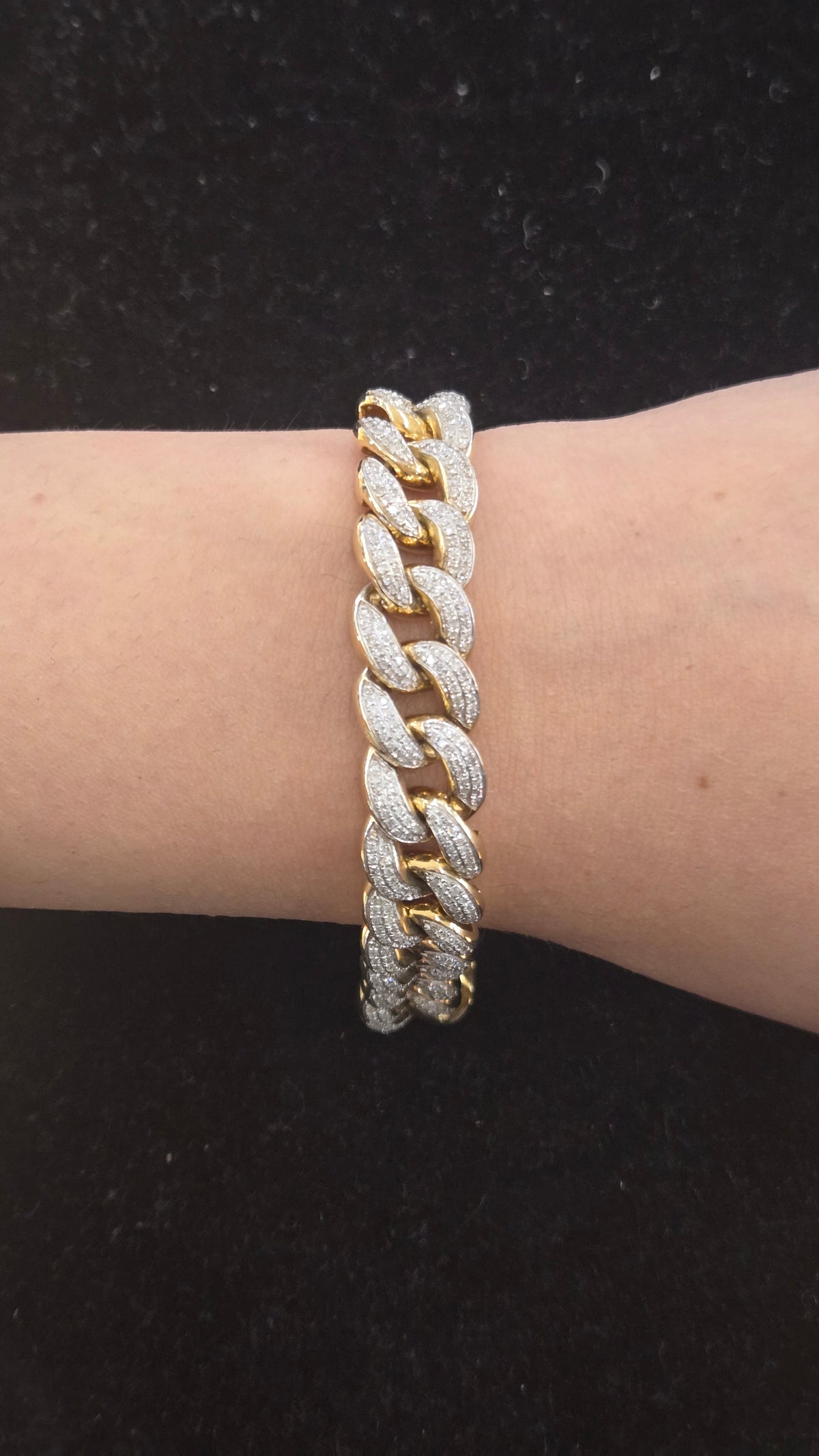 14k Gold with diamonds bracelet, Mens Miami Cuban Gold Bracelet, Gold Bracelet Gift