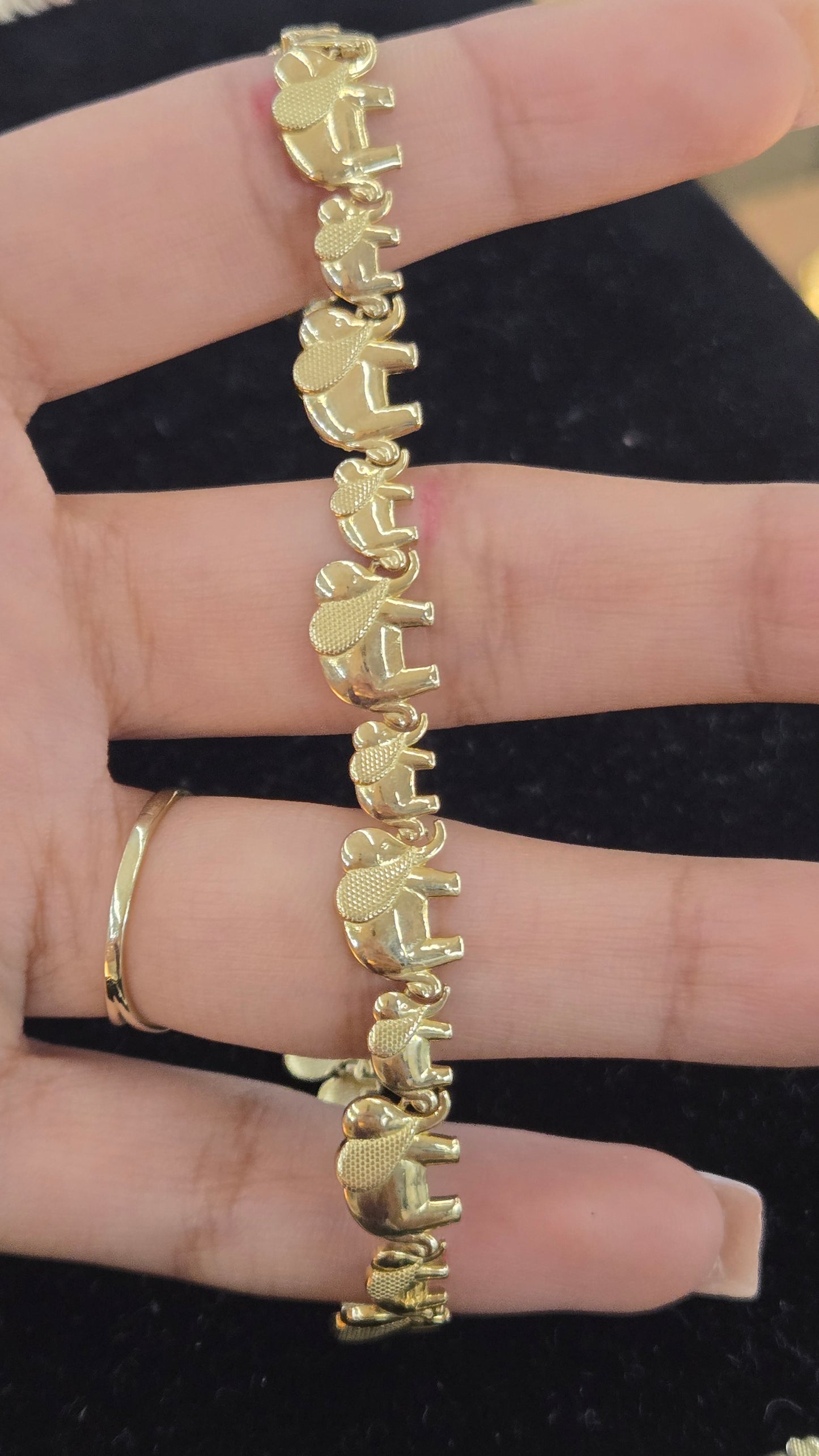 10k Gold elephant Bracelet, Women's elephant Charm Gold Bracelet, Gold Bracelet Gift