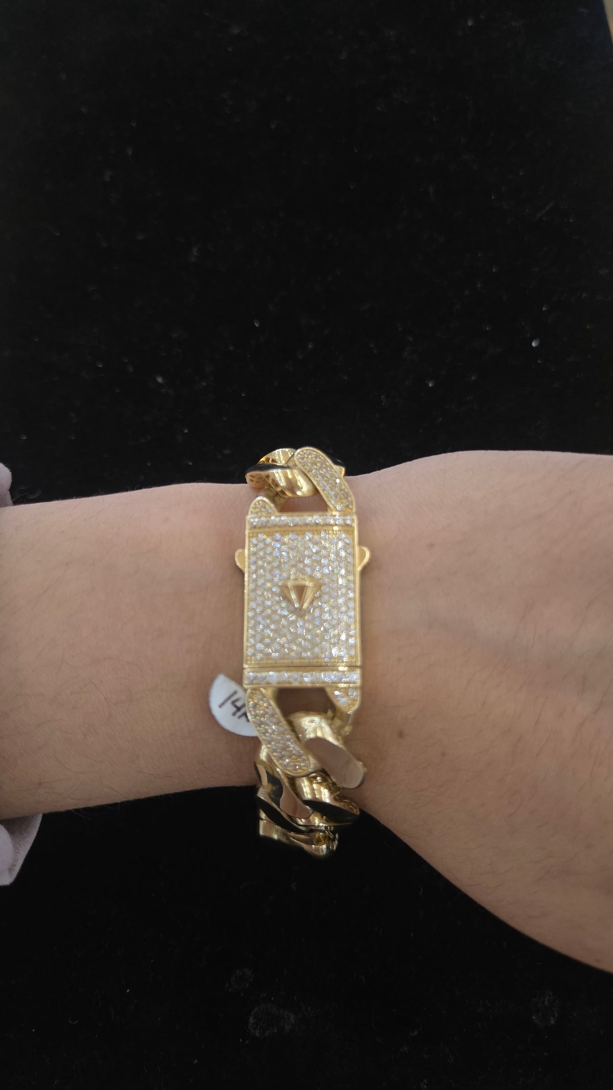 14k 17mm Monaco bracelet 8"14k Gold Monaco Bracelet, Gold Monaco Bracelet, Monaco Bracelet, Gold Bracelet for men's, Gift for men's Bracelet