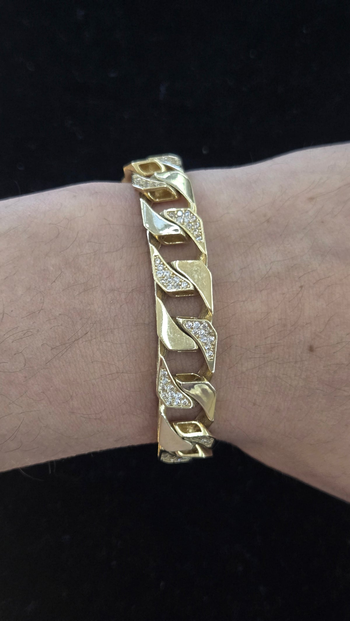14k 10.1mm squared Cuban with stones bracelet 8. 5"14k Gold squared Cuban Bracelet, Gold squared Cuban Bracelet, squared cuban Bracelet, Gold Bracelet for men's, Gift for men's Bracelet