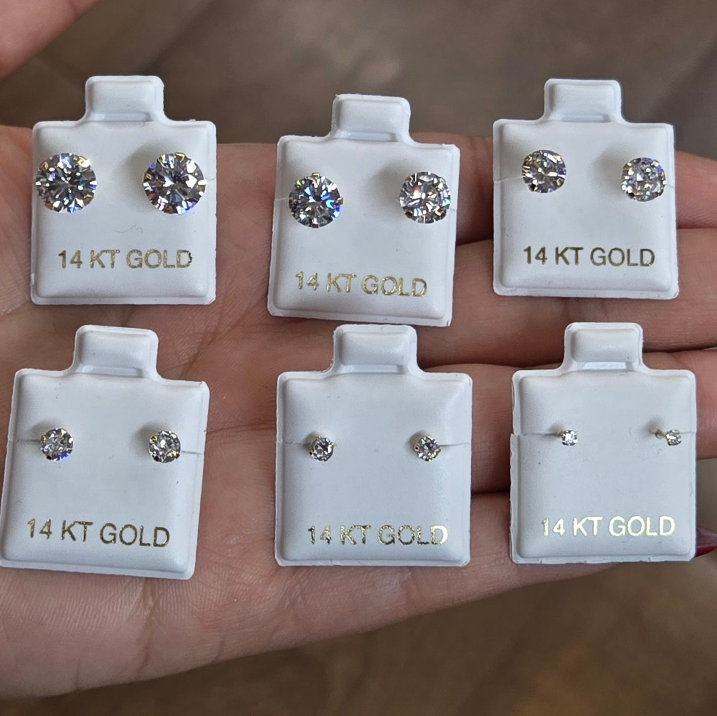 14k Gold Stud Earrings, Gold Stud Earring, Round Stud Earring, Stud Earring, CZ Stone, Screw on back, Baby Earrings, Big & Small Stud