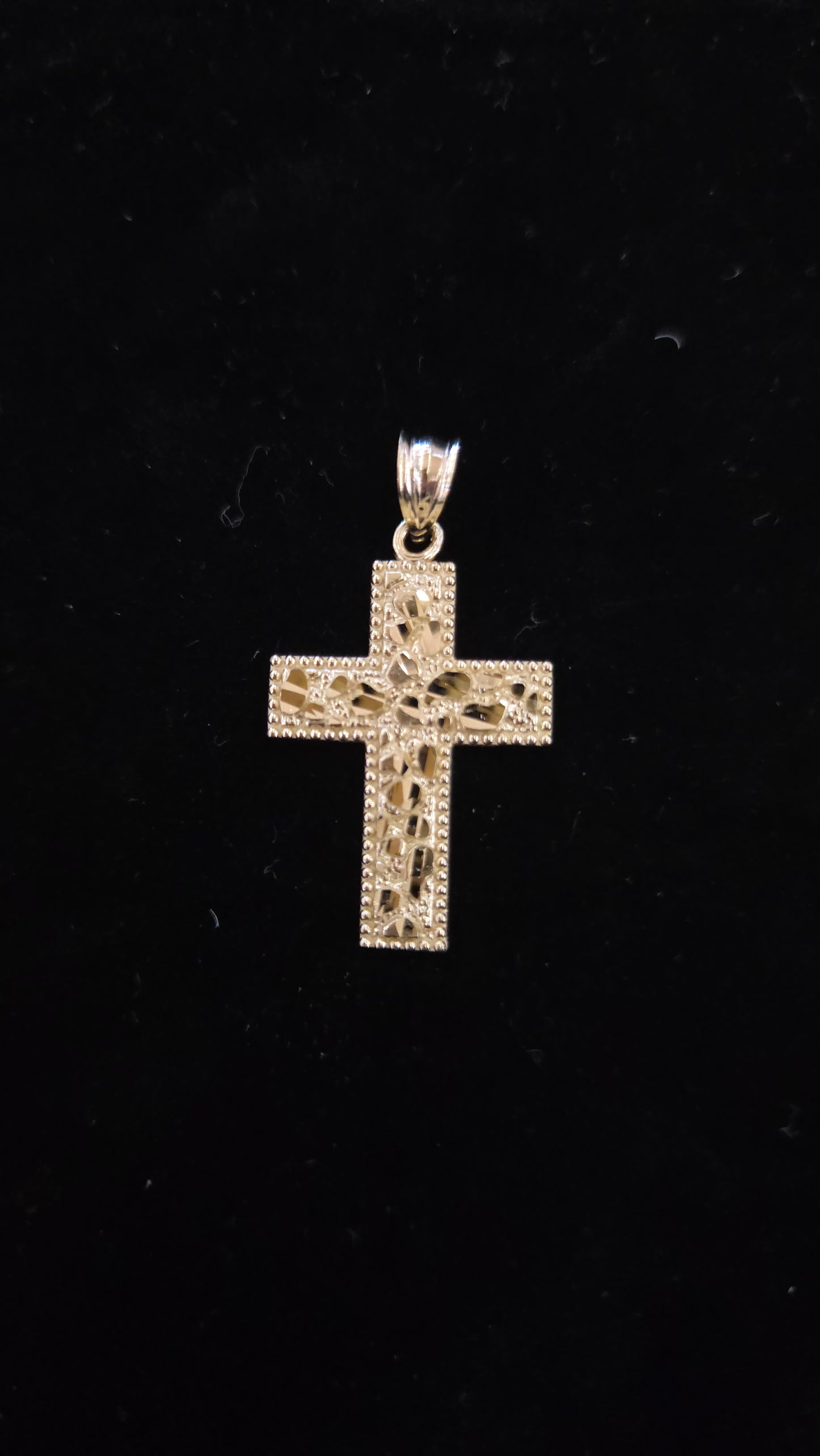 10k Gold nugget Cross Pendant, medium 10k Gold Cross Pendant, Gold Cross, Gold Jewelry Gift, Father's Day / Birthday Gift, nugget cross Pendant, Religious Pendant
