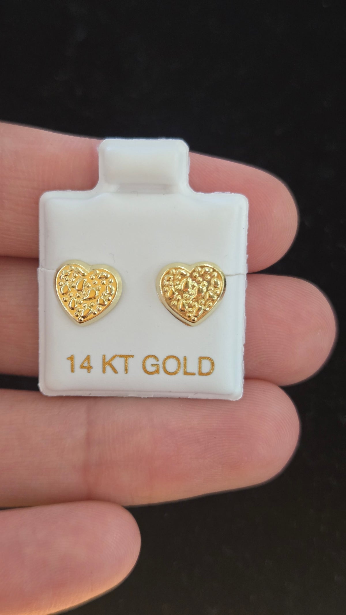 14k heart nugget earrings