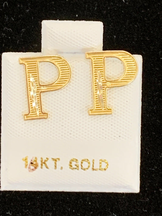 10k P initial earrings