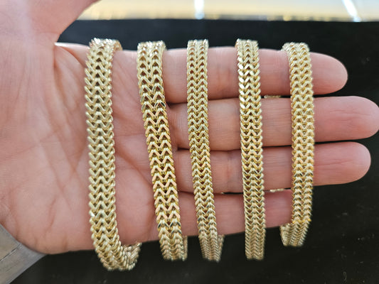 10k Gold Double Franco Bracelet, Gold Franco Bracelet, Thick Franco Bracelet, Double Layer Franco Bracelet, Double Row Franco Bracelet