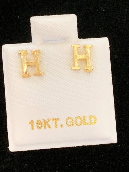 10k H initial earrings