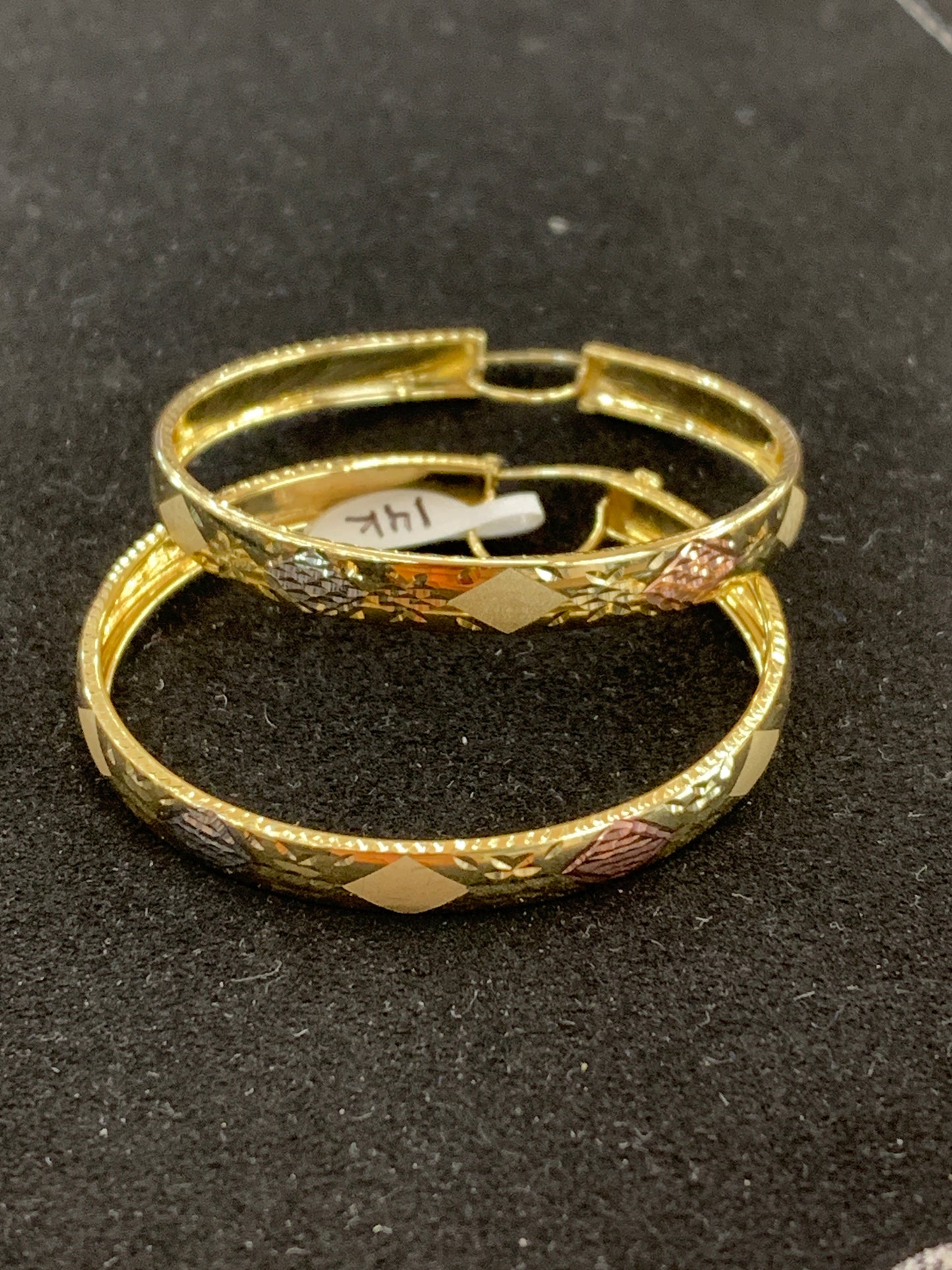 14k tri color hoops
